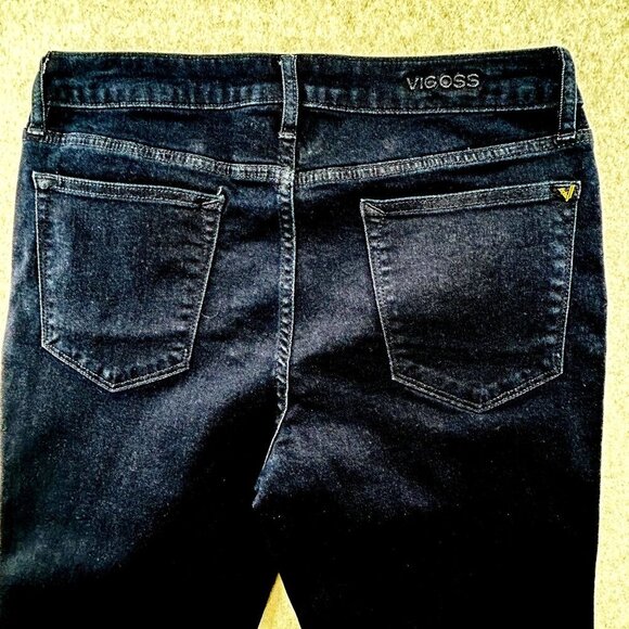 Vigoss Jagger Flare Dark Blue Denim Jeans Size 30 Mid-Rise Stretch Cotton Blend - Picture 9 of 15